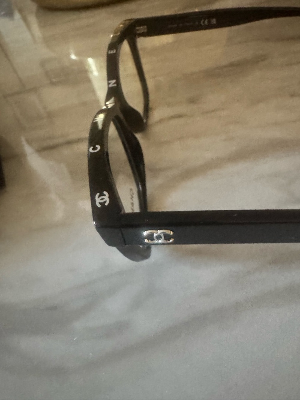 CHANEL Black Logo Temple Eyeglass Frames